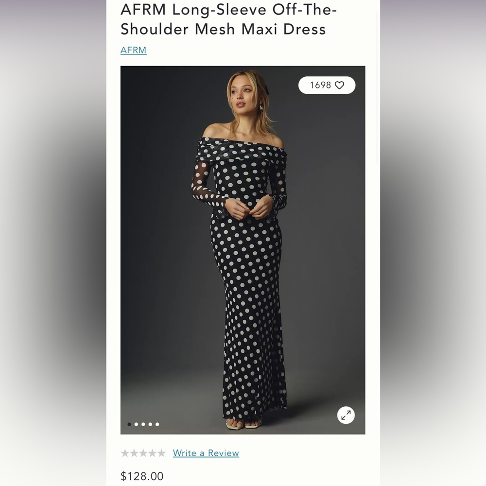 AFRM Long-Sleeve Off-The-Shoulder Mesh Maxi Dress